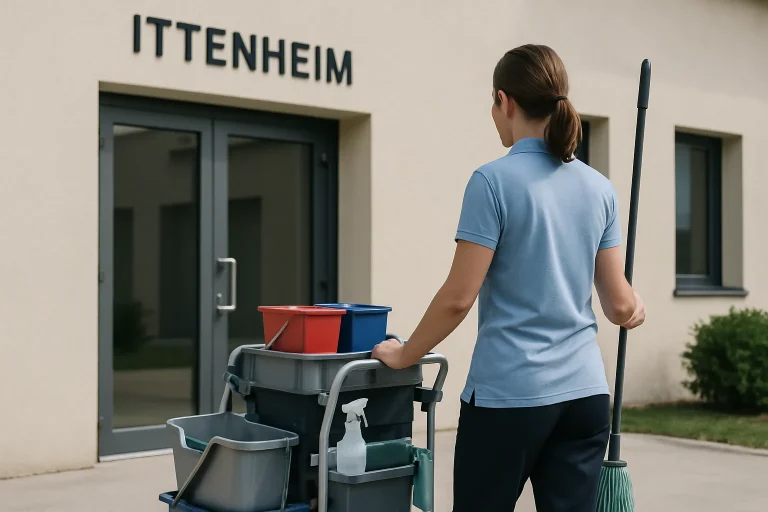 Équipe de nettoyage à Ittenheim désinfectant un appartement avec des produits écologiques.