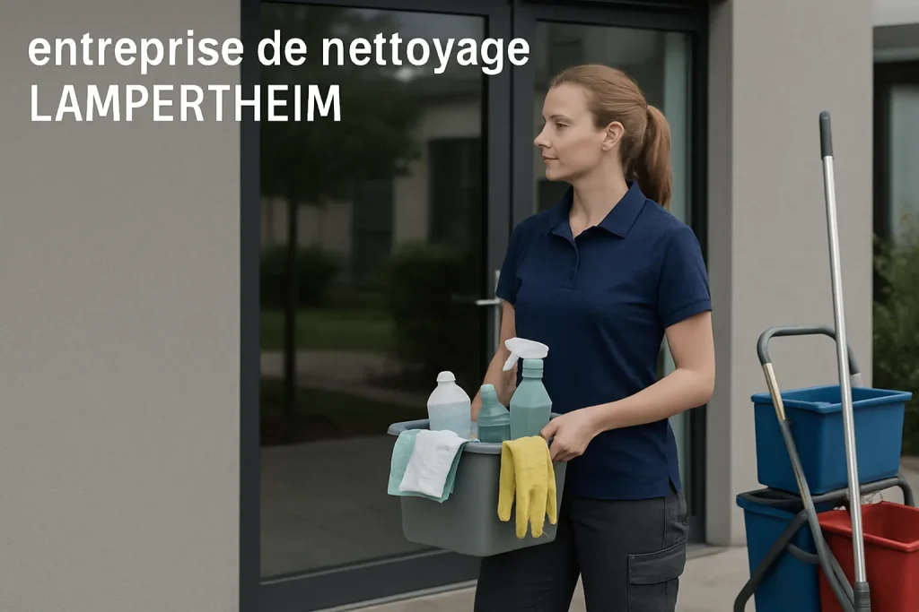 Travailleurs d'une entreprise de nettoyage nettoyant un bureau à Lampertheim.