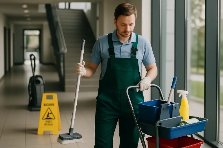 Équipe de nettoyage professionnelle à Ostwald travaillant dans un appartement lumineux.